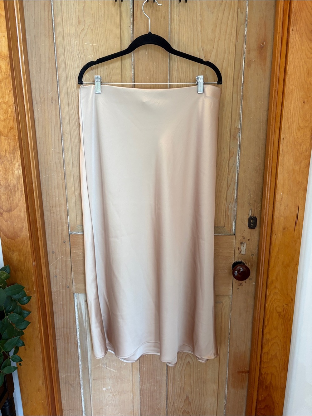 Rachel Zoe Soft Cream Satin Midi Skirt